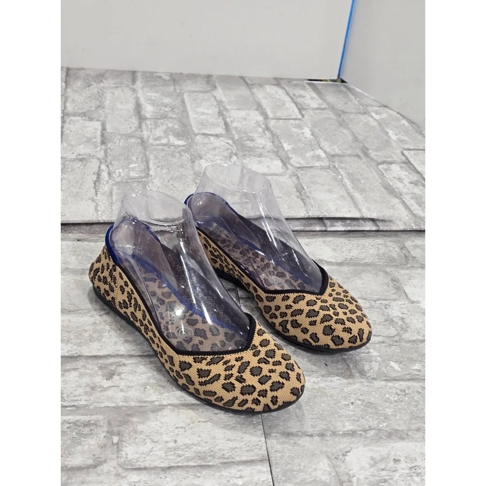 Rothy's The Flat Round Toe Ballet Flats Size 7 Leopard Cheetah Animal Print